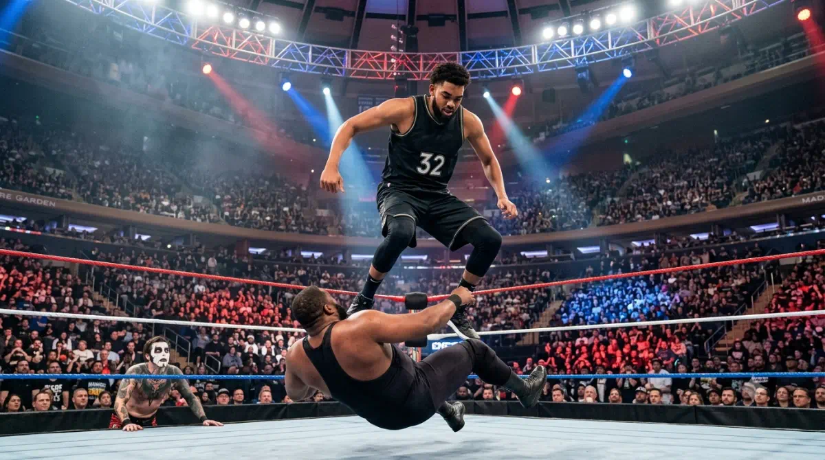 Karl-Anthony Towns transforma una lucha de WWE con una aparición sorpresa en Nueva York